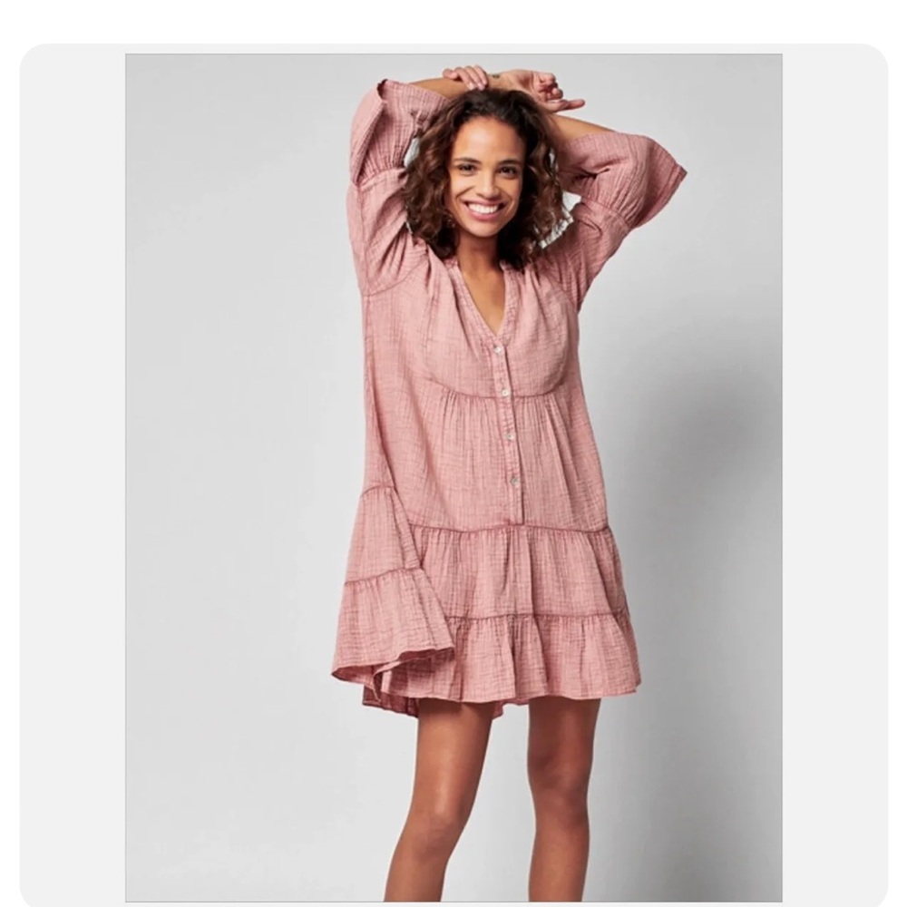 Faherty Dream Gauze Tiered Cotton Mini Dress